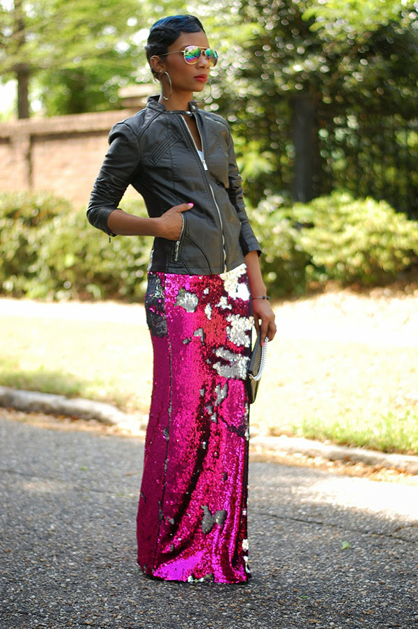 young at style adriennes essentials sequin maxi skirt
