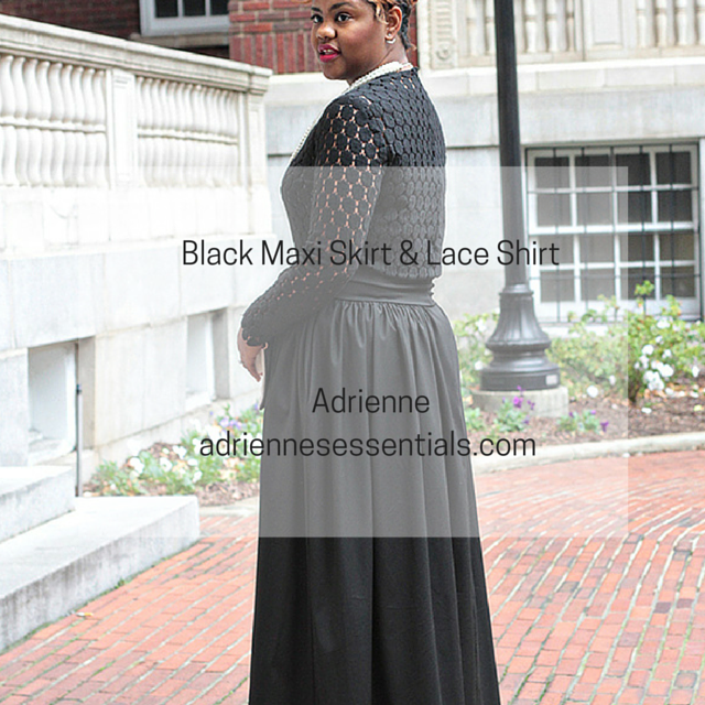 black maxi skirt & lace shirt