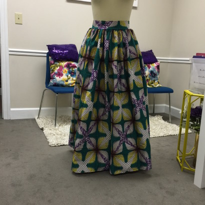 purple african print skirt