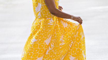 Yellow Maxi Dress + Gold Flats
