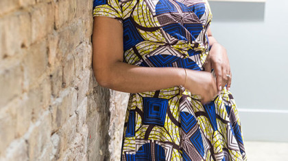 African Print Faux Wrap Dress