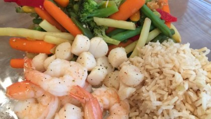 Shrimp, Scallops + Brown Rice + Veggies