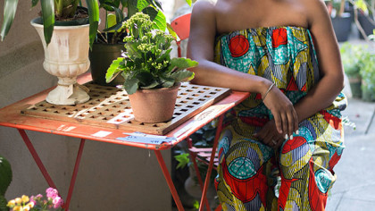 African Print Strapless Ruffle Jumpsuit